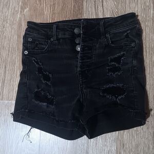 American Eagle Black Distressed Denim Shorts